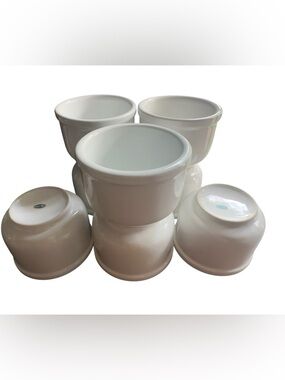 Set of 8 Vintage Japanese White Porcelain Chili/Soup Bowls - Perfect Condition